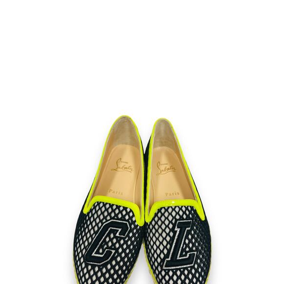 CHRISTIAN LOUBOUTIN Black White Neon Yellow Ivy Espapop Flats Espadrilles 36 - Picture 4 of 9